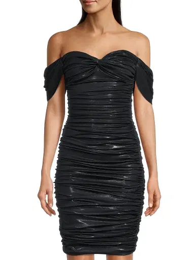 Norma Kamali Women's Walter Ruched Off-The-Shoulder Sheath Dress - Black | Thumbnail 3