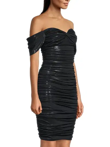 Norma Kamali Women's Walter Ruched Off-The-Shoulder Sheath Dress - Black | Thumbnail 4
