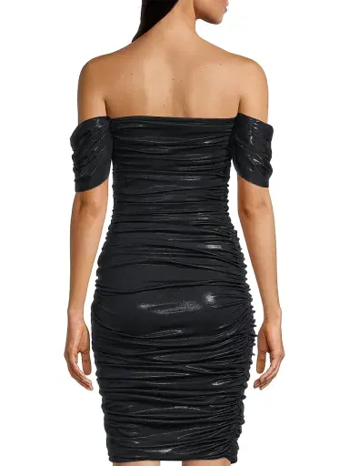 Norma Kamali Women's Walter Ruched Off-The-Shoulder Sheath Dress - Black | Thumbnail 5