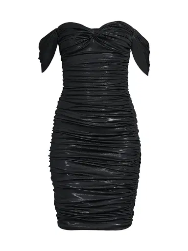 Norma Kamali Women's Walter Ruched Off-The-Shoulder Sheath Dress - Black | Thumbnail 1