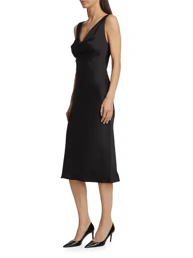 Norma Kamali Women's Maria Cowl-Neck Satin Midi-Dress - Black | Thumbnail 4