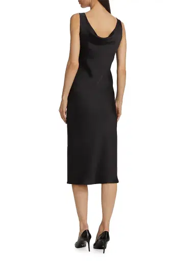 Norma Kamali Women's Maria Cowl-Neck Satin Midi-Dress - Black | Thumbnail 5