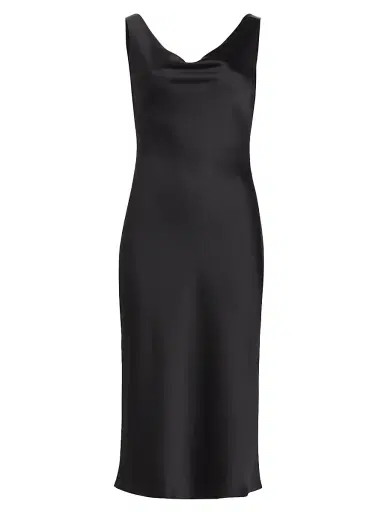 Norma Kamali Women's Maria Cowl-Neck Satin Midi-Dress - Black | Thumbnail 1