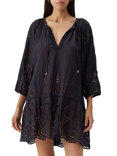 Melissa Odabash Women's Ashley Eyelet Cotton Cover-Up Minidress - Black - Size Large | Thumbnail 3 Melissa Odabash Women's Ashley Eyelet Cotton Cover-Up Minidress - Black - Size Large | Thumbnail 3