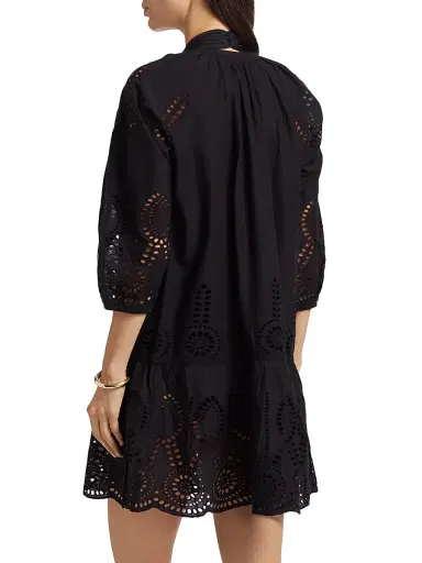 Melissa Odabash Women's Ashley Eyelet Cotton Cover-Up Minidress - Black - Size Large | Thumbnail 5 Melissa Odabash Women's Ashley Eyelet Cotton Cover-Up Minidress - Black - Size Large | Thumbnail 5