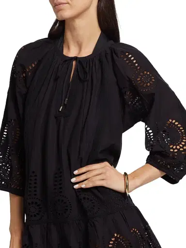 Melissa Odabash Women's Ashley Eyelet Cotton Cover-Up Minidress - Black - Size Large | Thumbnail 6 Melissa Odabash Women's Ashley Eyelet Cotton Cover-Up Minidress - Black - Size Large | Thumbnail 6