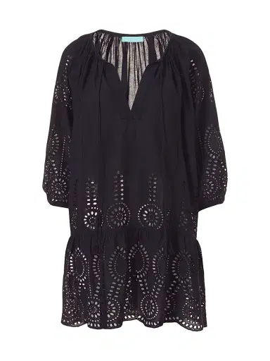 Melissa Odabash Women's Ashley Eyelet Cotton Cover-Up Minidress - Black - Size Large | Thumbnail 1 Melissa Odabash Women's Ashley Eyelet Cotton Cover-Up Minidress - Black - Size Large | Thumbnail 1