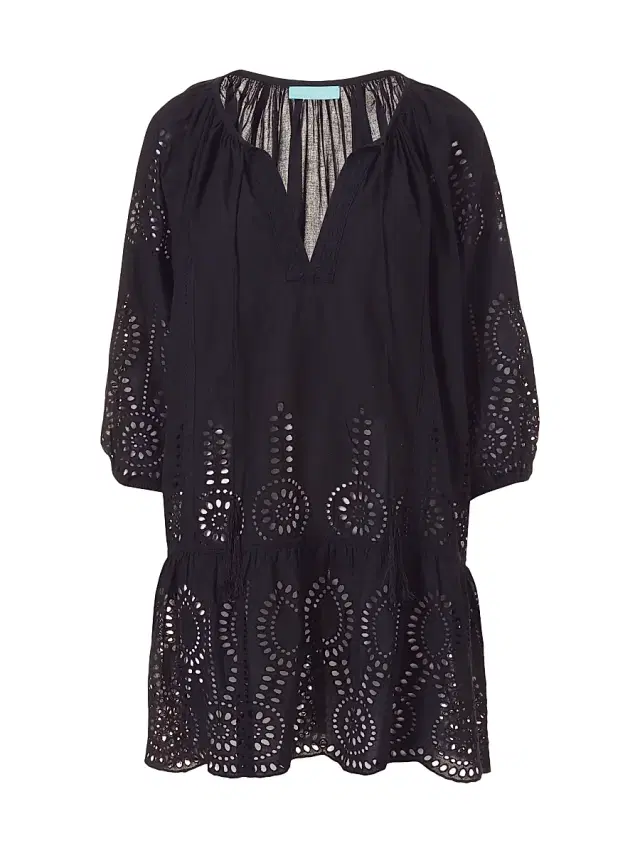Melissa Odabash Women's Ashley Eyelet Cotton Cover-Up Minidress - Black