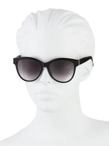 Saint Laurent Women's Monogram Acetate 55MM Round Sunglasses - Black | Thumbnail 3