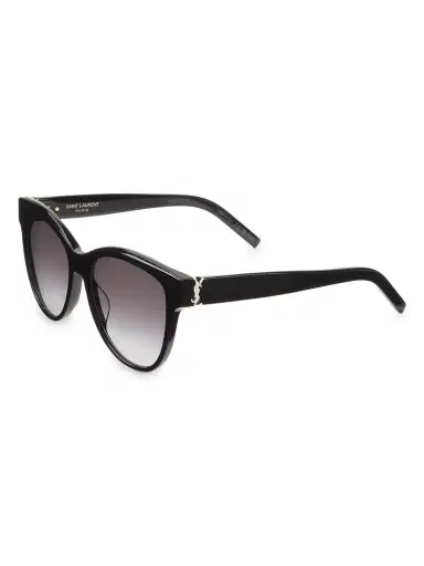 Saint Laurent Women's Monogram Acetate 55MM Round Sunglasses - Black | Thumbnail 4