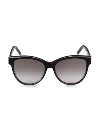 Saint Laurent Women's Monogram Acetate 55MM Round Sunglasses - Black | Thumbnail 1