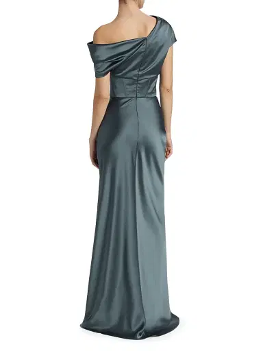 Amsale Women's Satin One-Shoulder Gown - Petrol - Size 14 | Thumbnail 5 Amsale Women's Satin One-Shoulder Gown - Petrol - Size 14 | Thumbnail 5