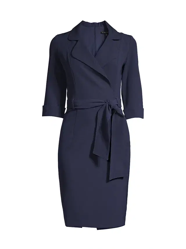 Black Halo Women's Lucinda Belted Sheath Dress - Pacific Blue
