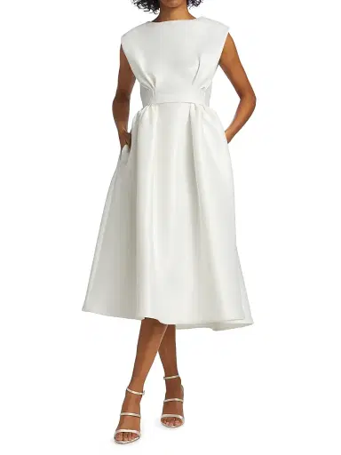 Amsale Women's Mikado A-Line Midi-Dress - Ivory - Size 6 | Thumbnail 2 Amsale Women's Mikado A-Line Midi-Dress - Ivory - Size 6 | Thumbnail 2