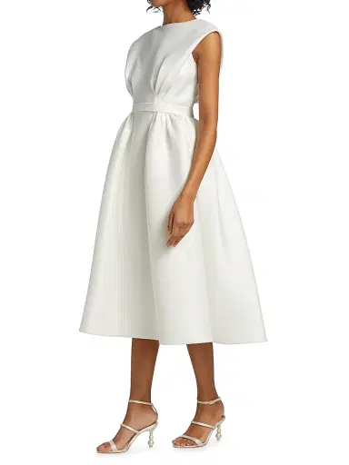 Amsale Women's Mikado A-Line Midi-Dress - Ivory - Size 6 | Thumbnail 4 Amsale Women's Mikado A-Line Midi-Dress - Ivory - Size 6 | Thumbnail 4