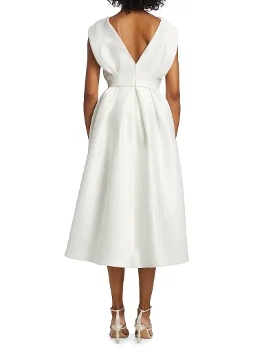 Amsale Women's Mikado A-Line Midi-Dress - Ivory - Size 6 | Thumbnail 5 Amsale Women's Mikado A-Line Midi-Dress - Ivory - Size 6 | Thumbnail 5