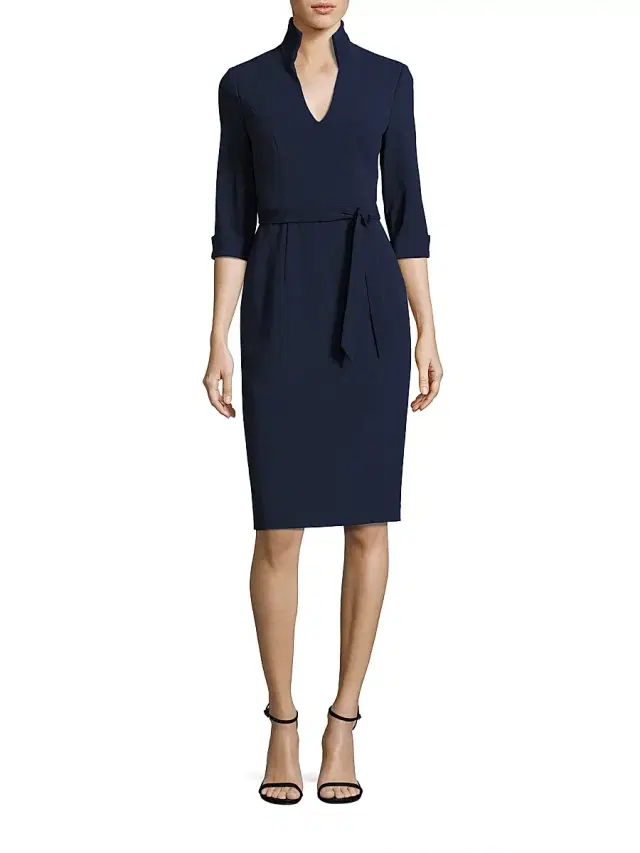 Black Halo Women's Madeline Tie-Front Sheath Dress - Pacific Blue
