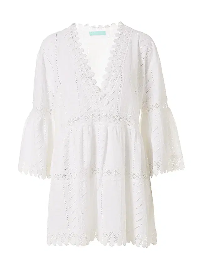 Women's Victoria Broderie Anglaise Tiered Minidress - White