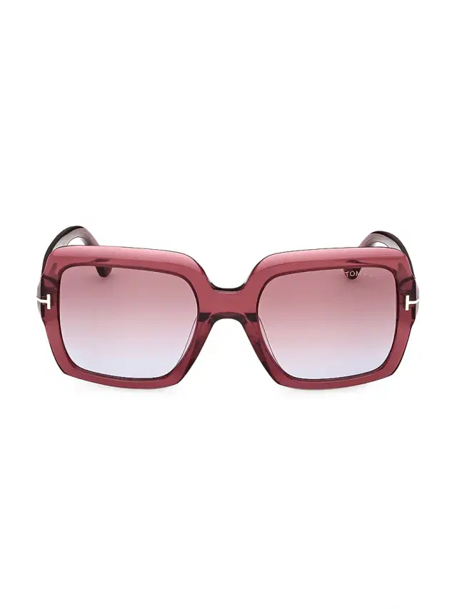 TOM FORD Women's Kaya 54MM Square Sunglasses - Transparent Wine Violet