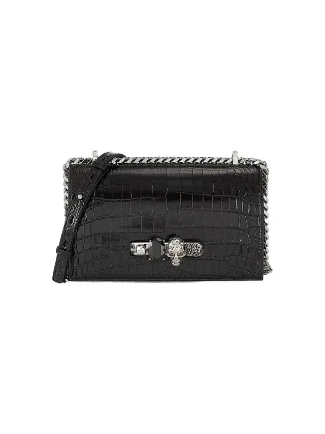 McQueen Women's Jewelled Satchel In Leather - Black