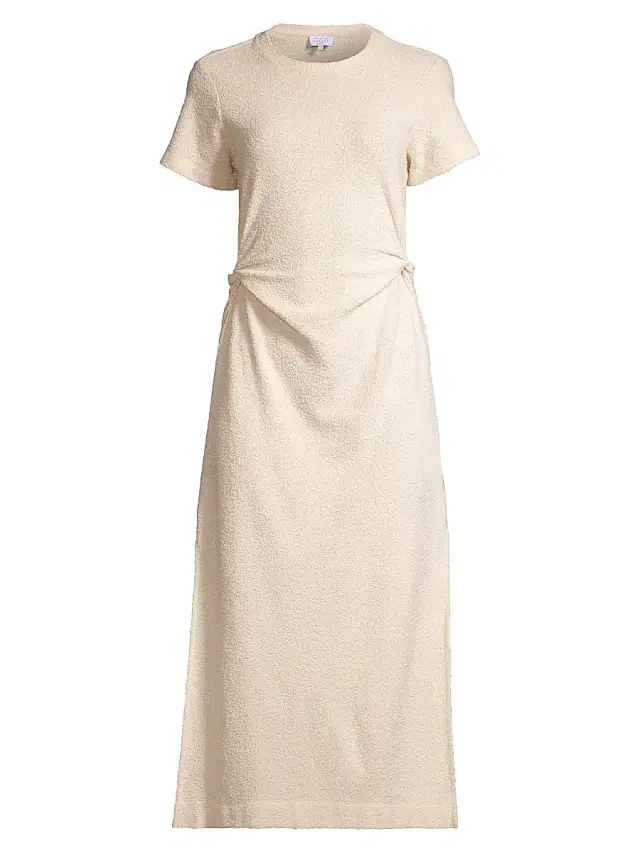 Tanya Taylor Women's Aurora Cotton Tucked Midi T-Shirt Dress - Cream