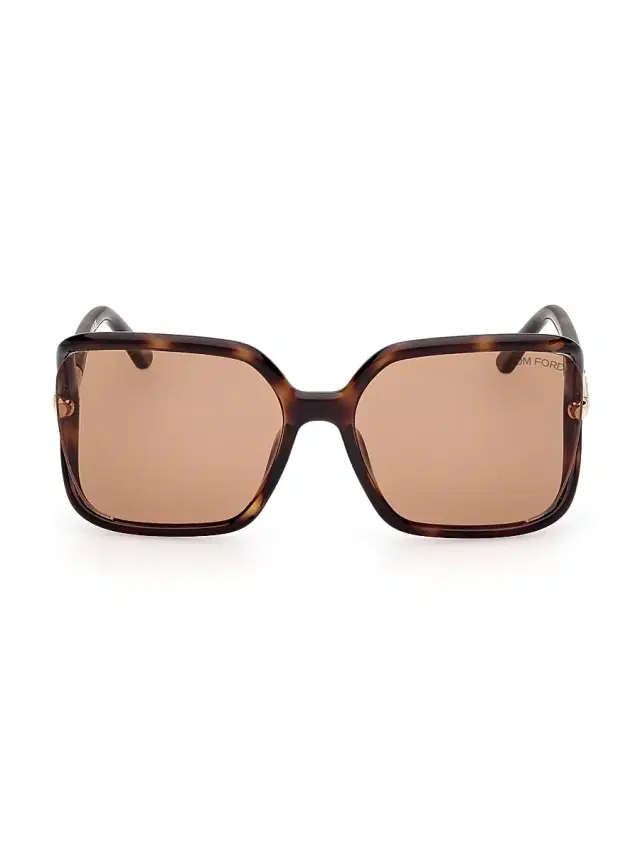 Women's Solange-02 60MM Square Sunglasses - Dark Havana Brown