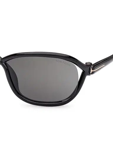 TOM FORD Women's Fernanda 68MM Square Sunglasses - Shiny Black Smoke | Thumbnail 3