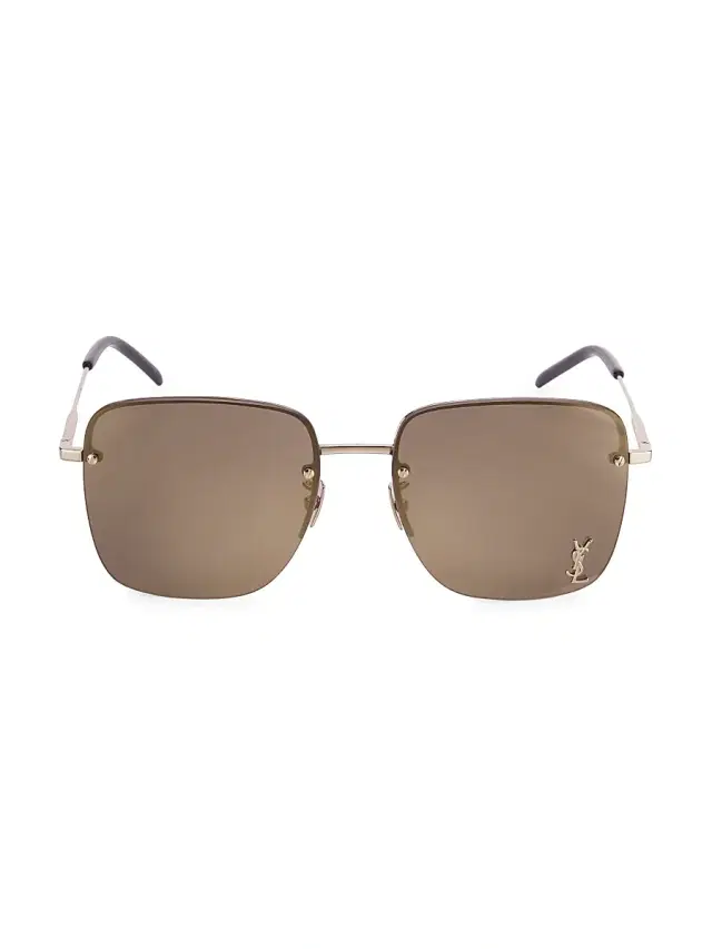 Saint Laurent Women's Monogram 58MM Square Sunglasses - Brown