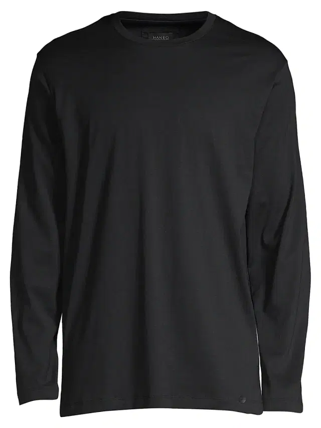Hanro Men's Night And Day Solid Long Sleeve Tee - Black