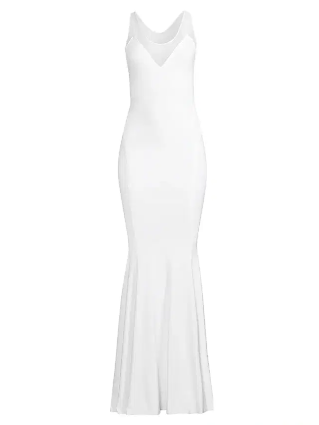 Norma Kamali Women's Racerback Fishtail Gown - Snow White