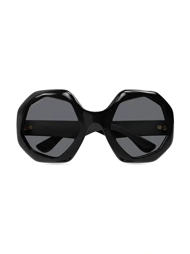Gucci Women's 57MM Geometric Sunglasses - Black Dark Grey