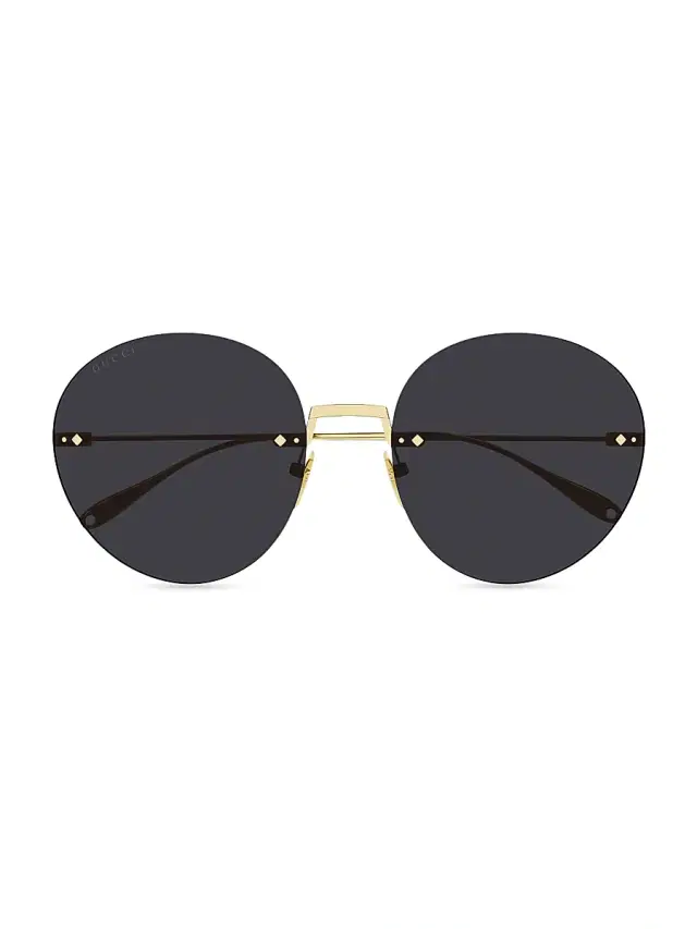 Gucci Women's Pure Metal 60MM Rimless Sunglasses - Gold Dark Grey