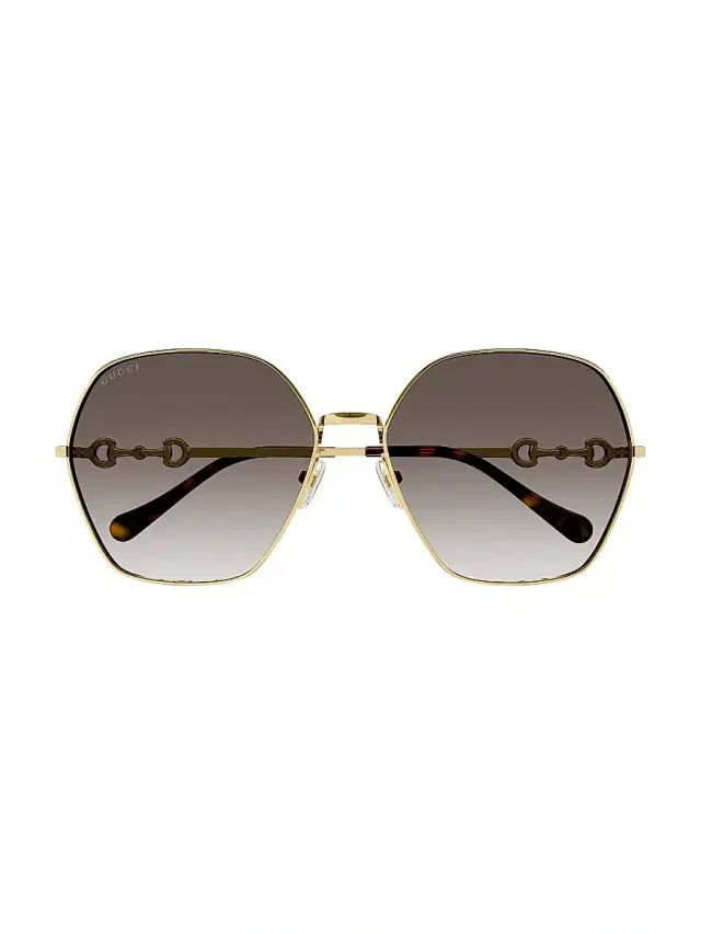 Gucci Women's Horsebit 62MM Geometric Sunglasses - Gold