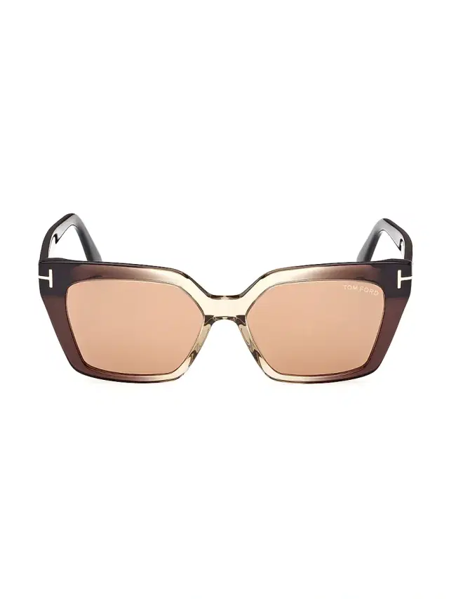 TOM FORD Women's Winona Acetate 53MM Cat-Eye Sunglasses - Shiny Transparent Light Brown