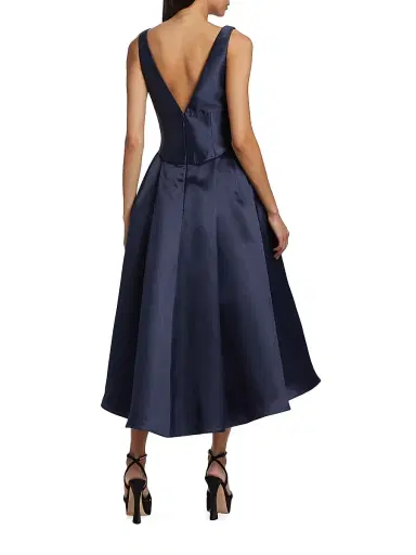 Amsale Women's Flared Mikado Midi-Dress - Navy - Size 16 | Thumbnail 5 Amsale Women's Flared Mikado Midi-Dress - Navy - Size 16 | Thumbnail 5
