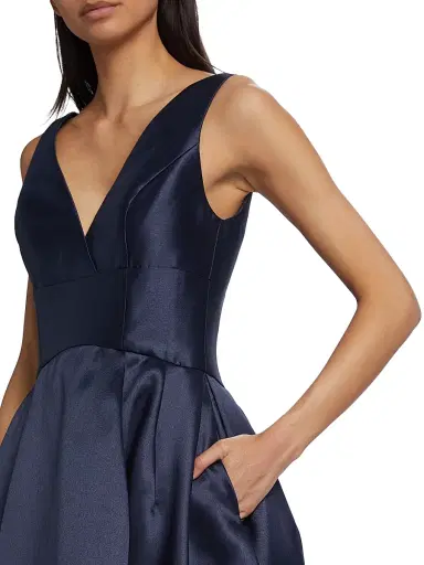 Amsale Women's Flared Mikado Midi-Dress - Navy - Size 16 | Thumbnail 6 Amsale Women's Flared Mikado Midi-Dress - Navy - Size 16 | Thumbnail 6