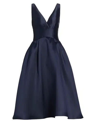 Amsale Women's Flared Mikado Midi-Dress - Navy - Size 16 | Thumbnail 1 Amsale Women's Flared Mikado Midi-Dress - Navy - Size 16 | Thumbnail 1