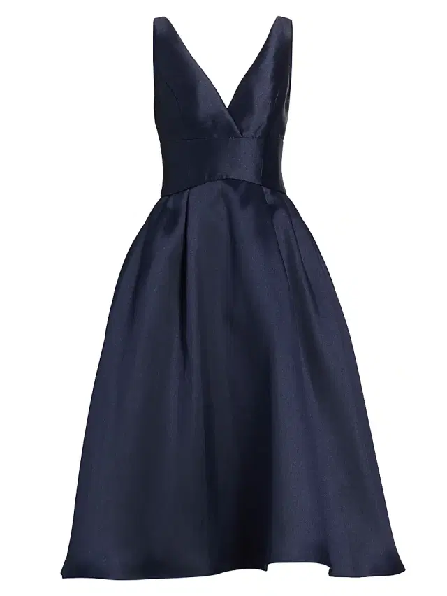 Women's Flared Mikado Midi-Dress - Navy