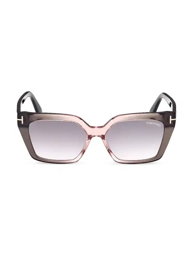 TOM FORD Women's Winona 53MM Cat-Eye Sunglasses - Shiny Transparent Grey