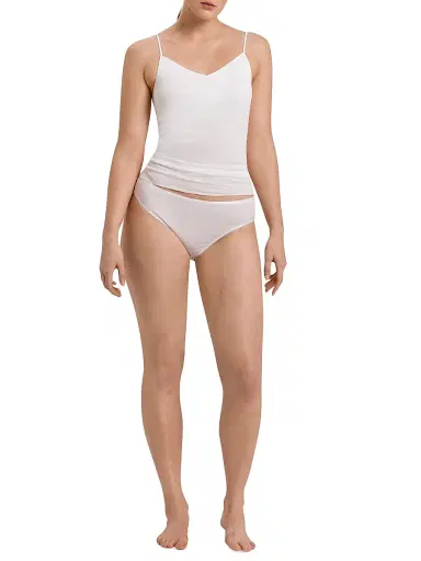 Hanro Women's Seamless & Padded Spaghetti-Strap Cotton Cami - White - Size Large | Thumbnail 2 Hanro Women's Seamless & Padded Spaghetti-Strap Cotton Cami - White - Size Large | Thumbnail 2