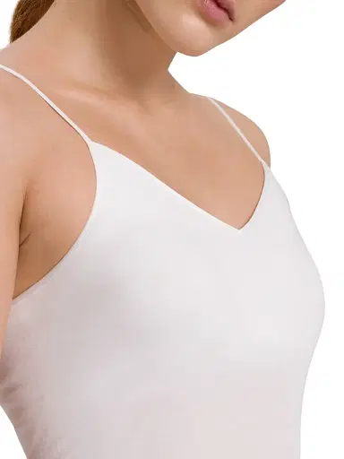 Hanro Women's Seamless & Padded Spaghetti-Strap Cotton Cami - White - Size Large | Thumbnail 5 Hanro Women's Seamless & Padded Spaghetti-Strap Cotton Cami - White - Size Large | Thumbnail 5