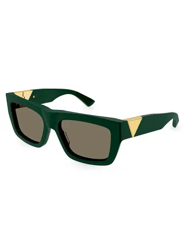 Bottega Veneta Women's Triangle 57MM Rectangular Sunglasses - Green | Thumbnail 3 Bottega Veneta Women's Triangle 57MM Rectangular Sunglasses - Green | Thumbnail 3