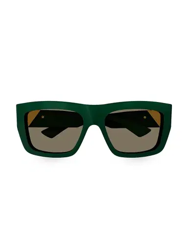 Bottega Veneta Women's Triangle 57MM Rectangular Sunglasses - Green | Thumbnail 1 Bottega Veneta Women's Triangle 57MM Rectangular Sunglasses - Green | Thumbnail 1