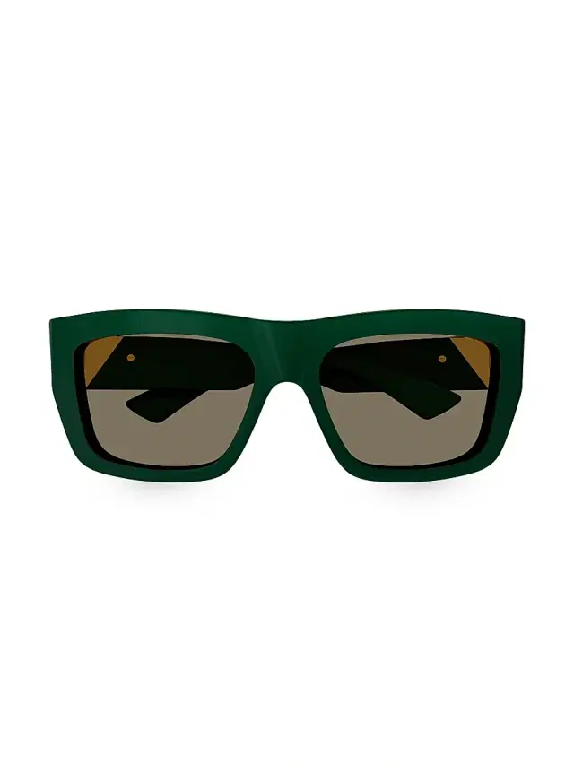 Bottega Veneta Women's Triangle 57MM Rectangular Sunglasses - Green
