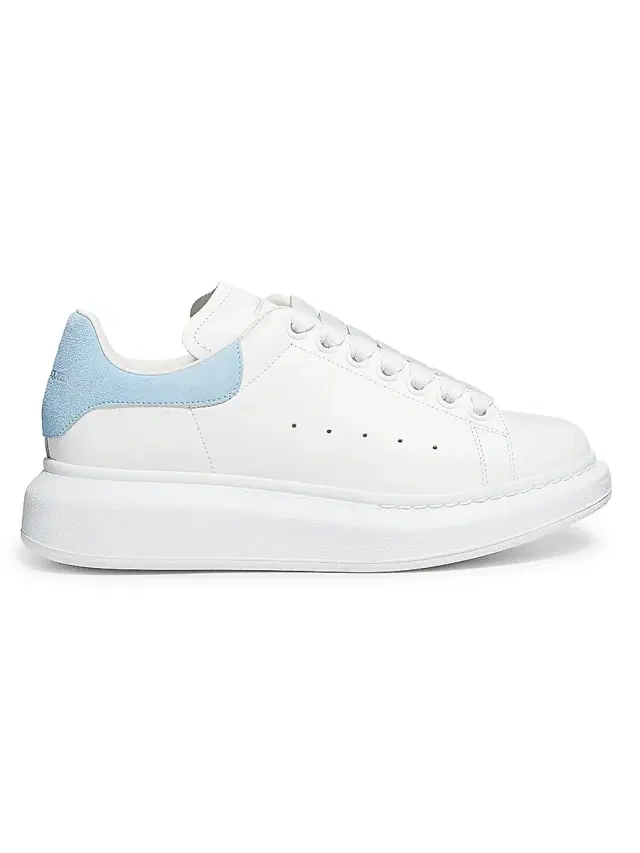McQueen Women's Oversized Embossed Logo Colorblocked Suede Sneakers - Pale Blue White