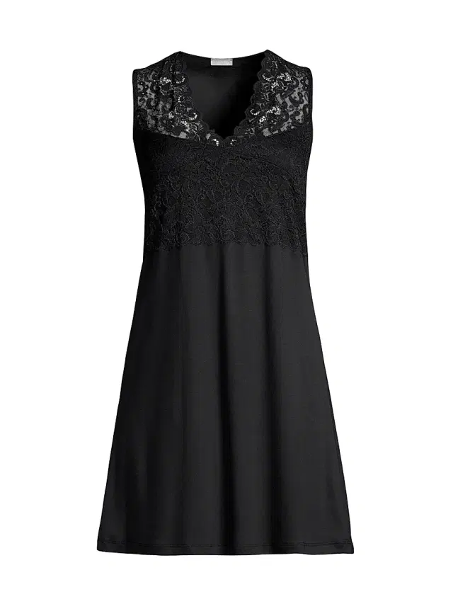 Hanro Women's Moments Lace Tank Night Gown - Black