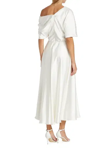 Amsale Women's Draped Off-The-Shoulder Satin Midi-Dress | Thumbnail 5 Amsale Women's Draped Off-The-Shoulder Satin Midi-Dress | Thumbnail 5