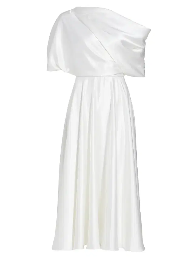 Women's Draped Off-The-Shoulder Satin Midi-Dress -