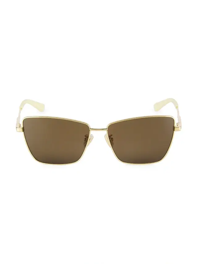Bottega Veneta Women's Full Metal 59MM Rectangular Sunglasses - Gold