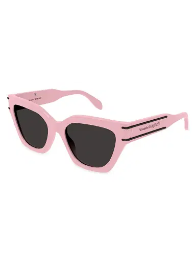 Alexander McQueen Women's Selvedge Lines 53MM Cat-Eye Sunglasses - Pink | Thumbnail 2